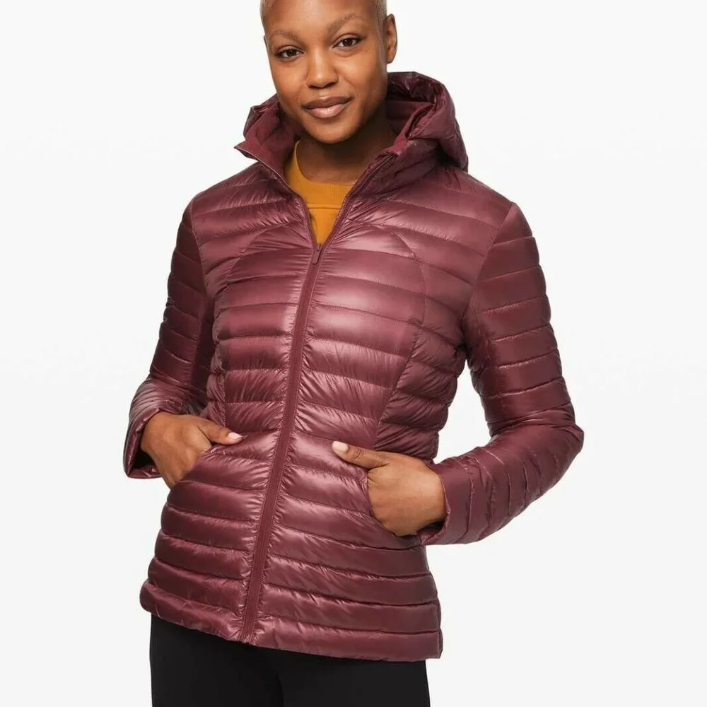 Lululemon Women's Burgundy Pack It Down 700-Down-Fill Long Puffer Jacket Size‎ 6